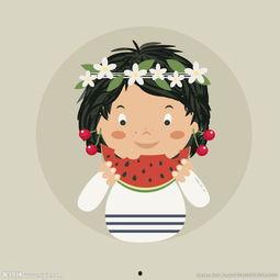 手绘吃瓜女孩照片图片,夏日清凉趣味瞬间